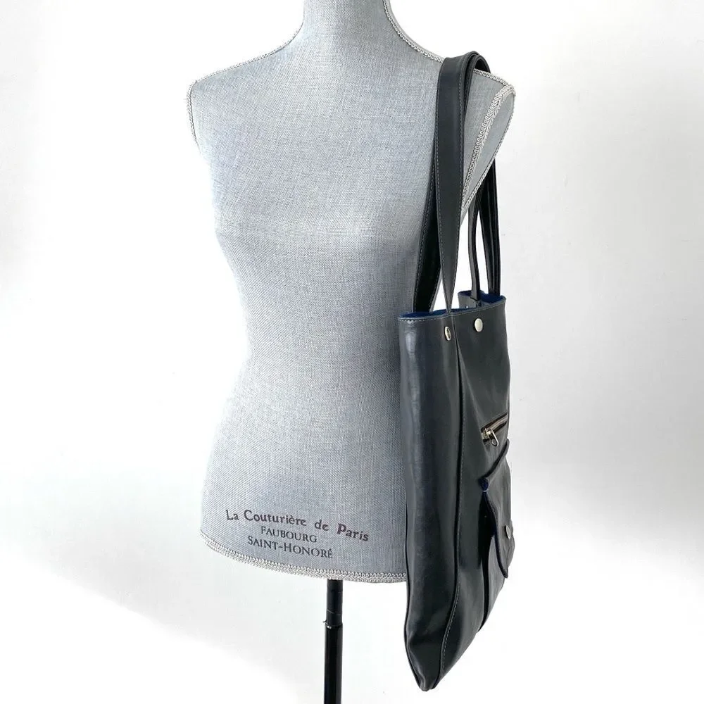 Crystalyn Kae Black Vegan Leather Metier Tote Bag Large Made in USA Minimalist